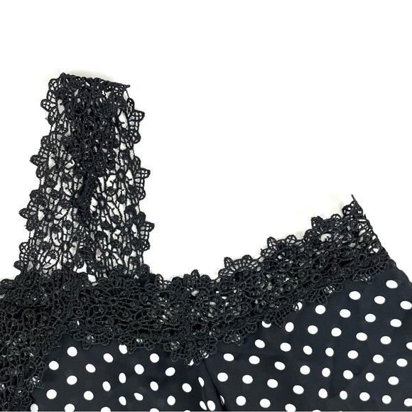 Bebe Polka Dot Print & Lace Shoulder Top - Picture 6 of 7